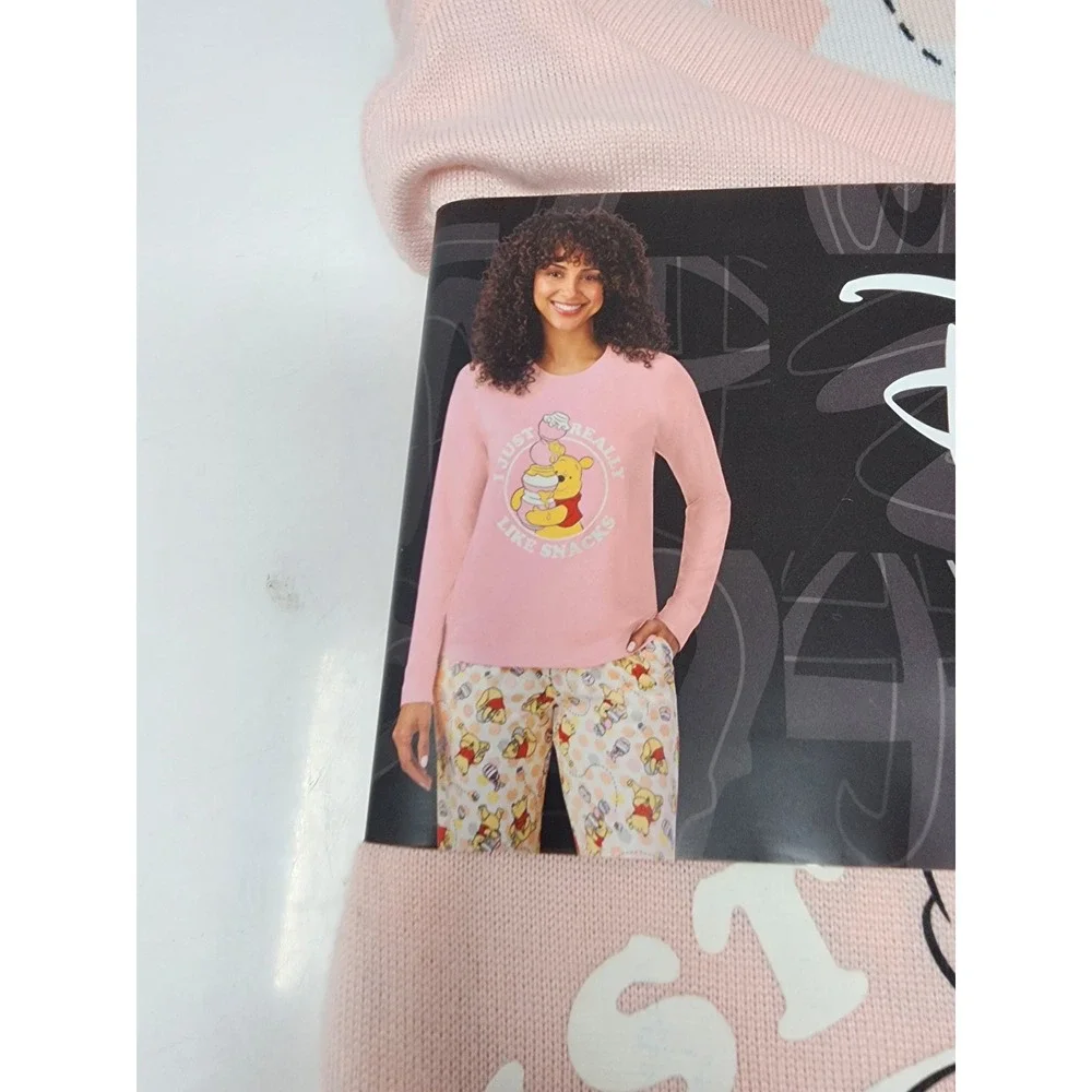 Disney Womens Winnie the Pooh 2PC Pajama Set Pink Poly Blend Casual Size XL - Picture 2 of 5